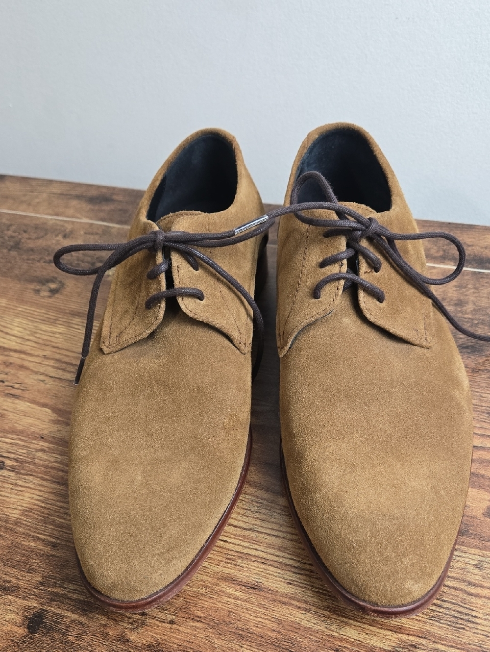 Hugo Boss Men's Tan Brown Neviol Suede Oxfords Sz 6.5 Quite Luxury GQ Euro Boho